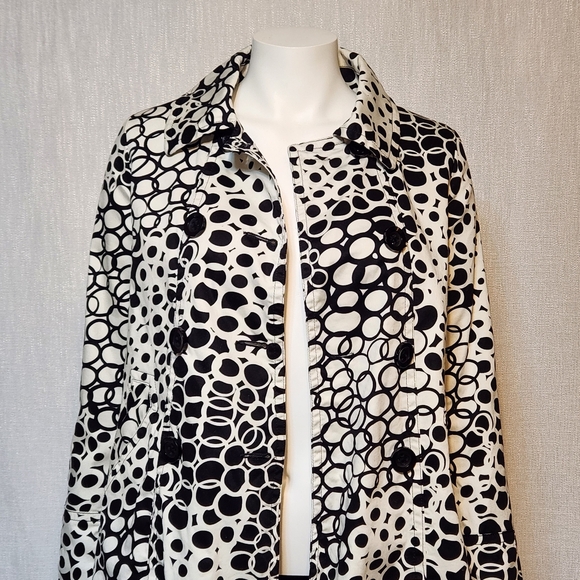 Appraisal Jacket Black White Circle Print Small Large Button A Frame Flare - Picture 6 of 14